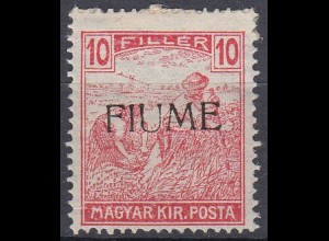 Fiume Mi.Nr. 12 II Marke aus Ungarn (Schnittertype Mi.Nr. 194) mit Aufdruck
