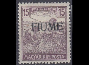 Fiume Mi.Nr. 13 I Marke aus Ungarn (Schnittertype Mi.Nr. 195) mit Aufdruck
