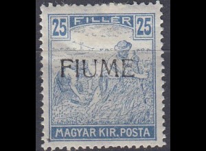Fiume Mi.Nr. 15 I Marke aus Ungarn (Schnittertype Mi.Nr. 197) mit Aufdruck