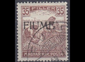 Fiume Mi.Nr. 16 I Marke aus Ungarn (Schnittertype Mi.Nr. 198) mit Aufdruck