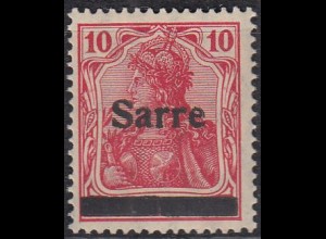 Saargebiet Mi.Nr. 6 a I Marke Deutsches Reich, Germania mit Aufdruck Sarre (10)