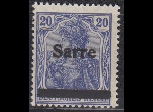 Saargebiet Mi.Nr. 8 I Marke Deutsches Reich, Germania mit Aufdruck Sarre (20)