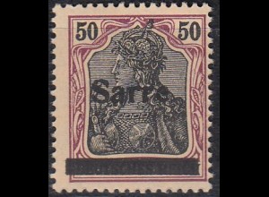Saargebiet Mi.Nr. 13 x I Marke Deutsches Reich, Germania mit Aufdruck Sarre (50)