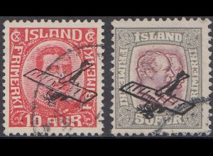 Island Mi.Nr. 122-123 Marken Mi.Nr. 59 und 89 mit Aufdruck eins Flugzeuges 