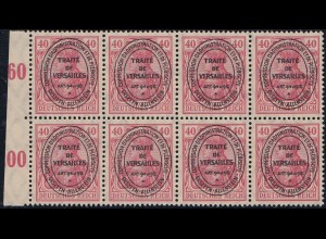 Allenstein Mi.Nr. I Freim. des Dt. Reiches Mi.Nr. 145 ovaler Audruck (8er-Block)