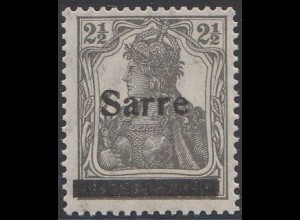 Saargebiet Mi.Nr. 2 a I Marke Deutsches Reich, Germania mit Aufdruck Sarre (2 1/2)