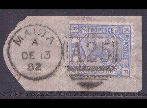 Großbritannien Mi.Nr. 59 Königin Victoria (2 1/2 P.), Stempel "MALTA A25"
