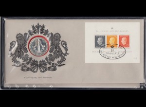 Medaillen-Erstagsbrief 25 Jahre Regentschaft König Baudouin 1976 Mi.Nr. Block 45