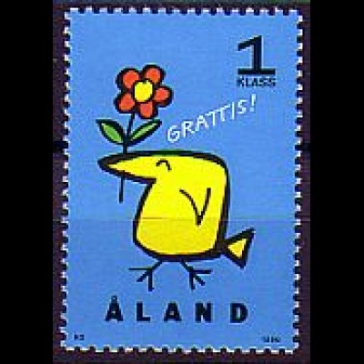 Aland Mi.Nr. 107 Grußmarken, Vogel mit Blume (1. Klasse)