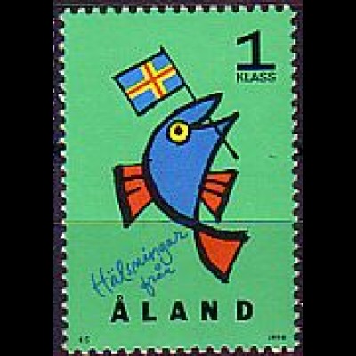 Aland Mi.Nr. 108 Grußmarken, Fisch mit Landesflagge (1. Klasse)