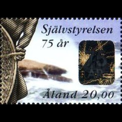Aland Mi.Nr. 130 75 J. Selbstverwaltung, Denkmal Volk d.Meer, Hologramm (20M)