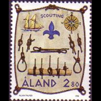 Aland Mi.Nr. 144 Pfadfinderwesen, Segelschiff und Pfadfindersymbole (2.80M)