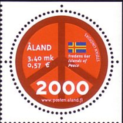 Aland Mi.Nr. 165 Jahrtausendwechsel, Flagge, Friedensbewegung (3.40M / 0,57€)
