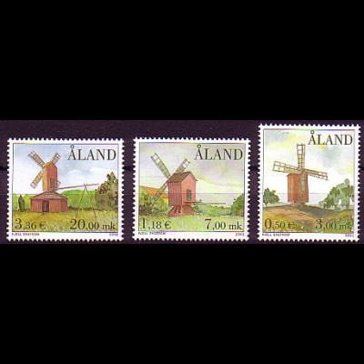 Aland Mi.Nr. 192-194 Windmühlen (3 Werte)