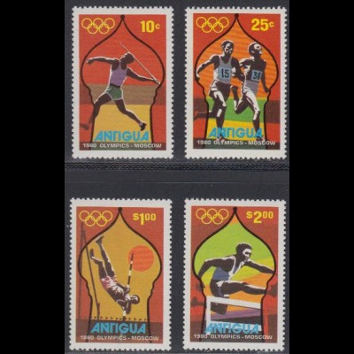 Antigua Mi.Nr. 558-61 Olymp. Sommerspiele Moskau, Leichtathletik (4 Werte)