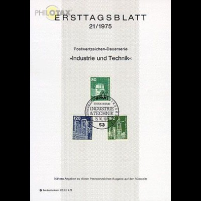 D,Bund Mi.Nr. 21/75 Freim. Industrie und Technik (Marken MiNr.853,855,857)