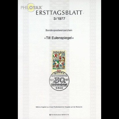 D,Bund Mi.Nr. 3/77 Till Eulenspiegel (Marke MiNr.922)