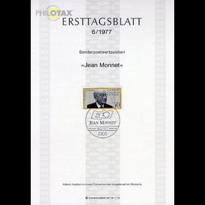 D,Bund Mi.Nr. 6/77 Jean Monnet (Marke MiNr.926)