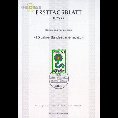 D,Bund Mi.Nr. 8/77 Bundesgartenschau (Marke MiNr.927)