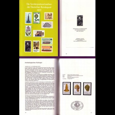 D,Bund Jahrbuch 1977 mit Sondermarken Bund + Berlin in Taschen + Schwarzdruck