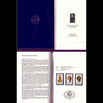 D,Bund Jahrbuch 1977 mit Sondermarken Bund+Berlin in Taschen+Schwarzdruck (Blau)