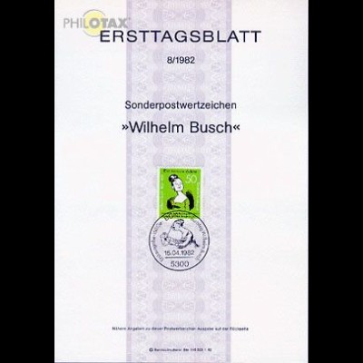 D,Bund Mi.Nr. 8/82 Wilhelm Busch (Marke MiNr.1129)