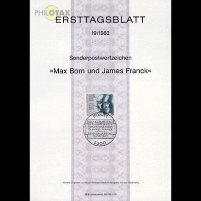 D,Bund Mi.Nr. 19/82 James Franck und Max Born (Marke MiNr.1147)