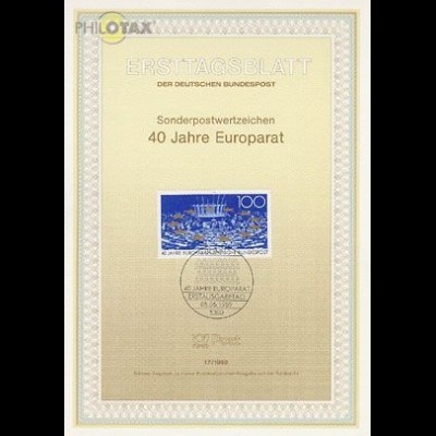 D,Bund Mi.Nr. 17/89 40 Jahre Europarat (Marke MiNr.1422)