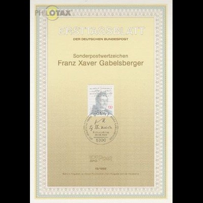 D,Bund Mi.Nr. 18/89 Franz Xaver Gabelsberger (Marke MiNr.1423)
