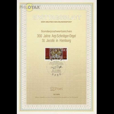 D,Bund Mi.Nr. 32/89 Arp-Schnitger Orgel Hamburg (Marke MiNr.1441)