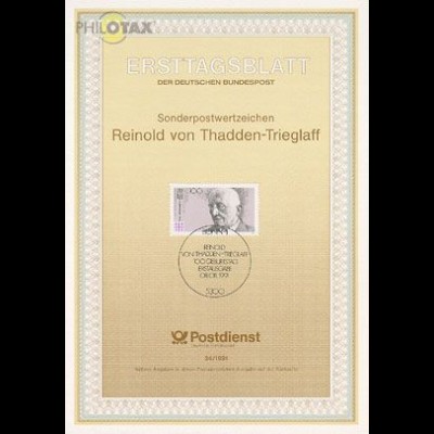 D,Bund Mi.Nr. 34/91 Reinold von Thadden-Trieglaff (Marke MiNr.1556)
