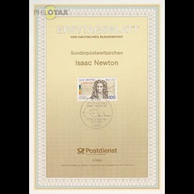D,Bund Mi.Nr. 2/93 Sir Isaac Newton (Marke MiNr.1646)