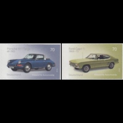 D,Bund Mi.Nr. 3213-14 a.Fol. Automobile,Porsche,Ford, skl.a.Folienbogen (2 W.)