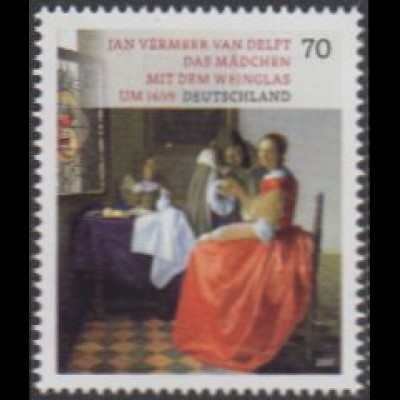 D,Bund MiNr. 3274 Schätze a.dt.Museen, Gemälde Mädchen m.Weinglas, Vermeer (70)