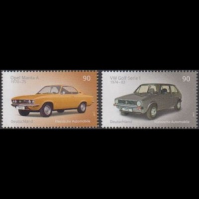 D,Bund MiNr. 3297-98 Klassische dt.Automobile, Opel Manta, VW Golf (2 Werte)