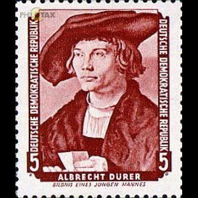 D,DDR Mi.Nr. 504 Gemälde, Dürer, Bildnis jungen Mannes (5)