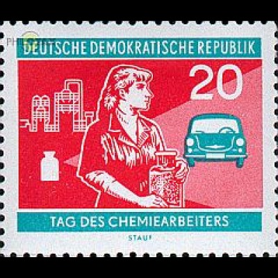 D,DDR Mi.Nr. 802 Tag des Chemiearbeiters, Arbeiterin, Pkw Trabant (20)