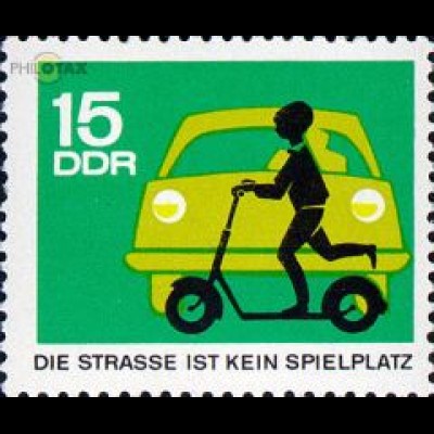 D,DDR Mi.Nr. 1170 Augen auf im Straßenverkehr, Kind m. Roller + PKW (15)