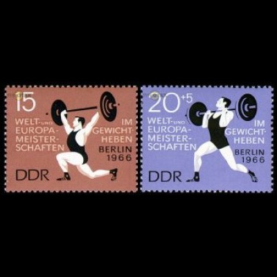 D,DDR Mi.Nr. 1210-11 WM + EM Gewichtheben (2 Werte)