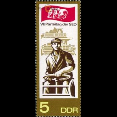 D,DDR Mi.Nr. 1268 7. Parteitag der SED, Traktorfahrer, landw. Maschinen (5)