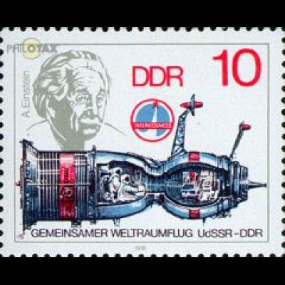 D,DDR Mi.Nr. 2360 Weltraumflug UdSSR-DDR, Einstein + Raumschiff (10)