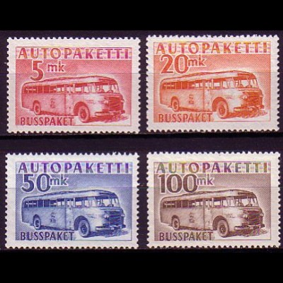 Finnland Mi.Nr. 6-9 Paketkontrollmarken, Autobus (4 Werte)