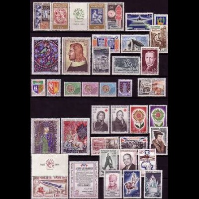 Frankreich Jahrgang 1964, Mi.Nr. 1458-1495 (38 Marken) Preis lt. Michel 2017: 41,40 €