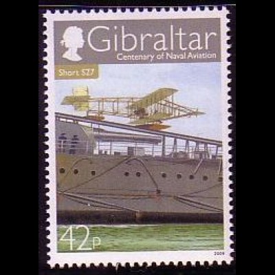 Gibraltar Mi.Nr. 1318 Luftfahrzeuge Marine, Doppeldecker Short S 27 (42)