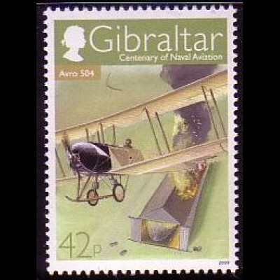 Gibraltar Mi.Nr. 1319 Luftfahrzeuge Marine, Doppeldecker Avro 504 (42)
