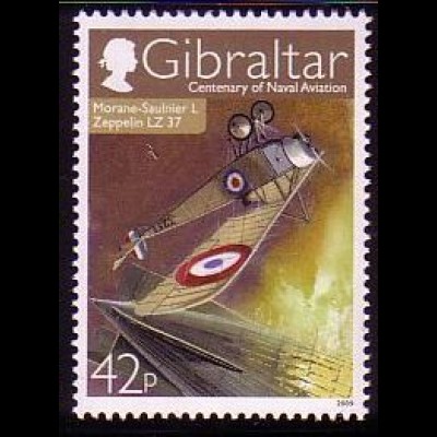 Gibraltar Mi.Nr. 1322 Luftfahrzeuge Marine, Hochd. Morane-Saulnier + LZ37 (42)
