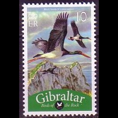 Gibraltar Mi.Nr. 1337 Freim. Vögel, Schwarzstorch (10)