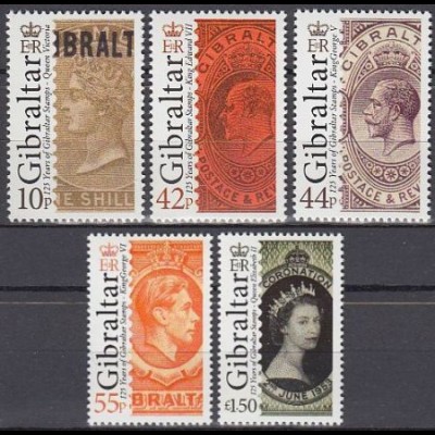 Gibraltar Mi.Nr. 1425-29 125 Jahre Briefmarken von Gibraltar (5 Werte)