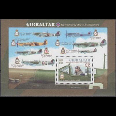 Gibraltar Mi.Nr. Block 103 75 Jahre Spitfire-Flugzeuge 