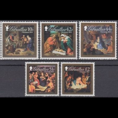 Gibraltar Mi.Nr. 1452-56 Weihnachten, Christi-Geburt-Gemälde (5 Werte)